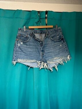Levi's Distressed Light Blue Denim Jean Short